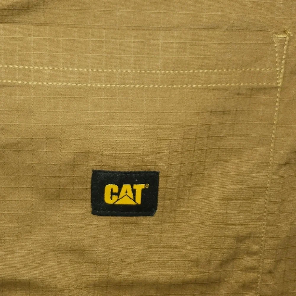 Caterpillar Men XL Ripstop Long Sleeve Work Shirt Coyote Tan CAT Logo NWT 3519